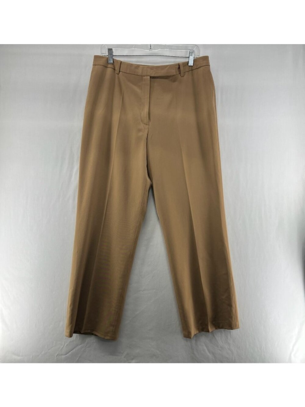 Brooks Brothers Wool Dress Pants Womens 12 Straight Leg Bemberg Lined Camel Tan